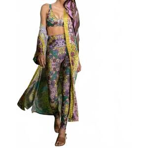 NEW NUVULA floral satin kimono in golden duchess